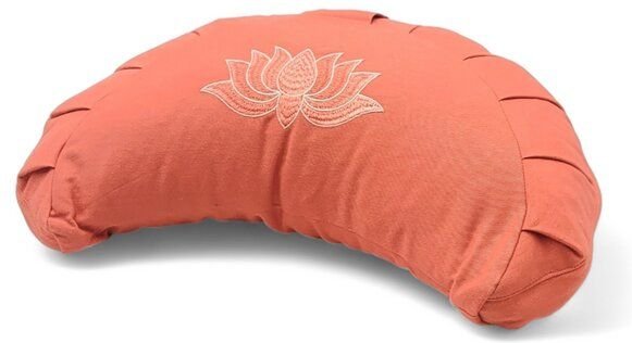 BAGHI Meditationskissen Halbmond pastellige Farben Lotus Bestickung - aus Bio-Baumwolle kbA zertifiziert Sitzhöhe 14 cm