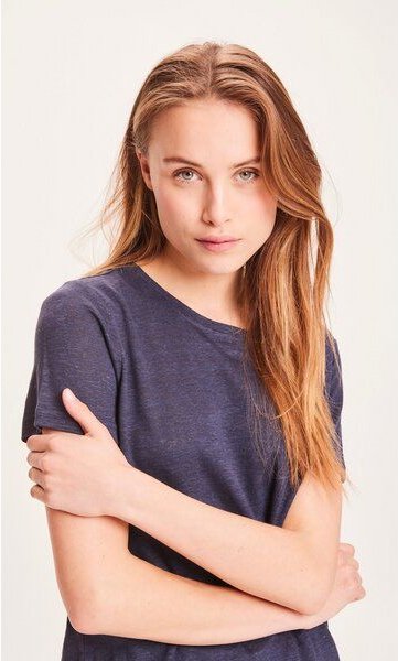 KnowledgeCotton Apparel Regular Leinen-T-Shirt aus Bio-Leinen - GOTS/Vegan