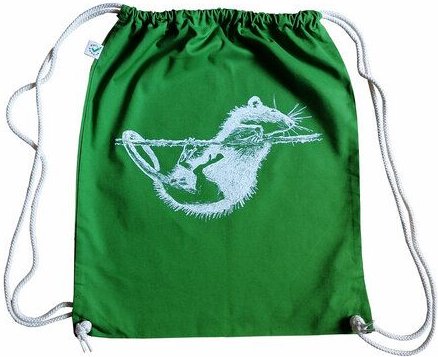 Cherry Bomb Grüner Earth Positive Turnbeutel, Ratte. Mit Handsiebdruck.