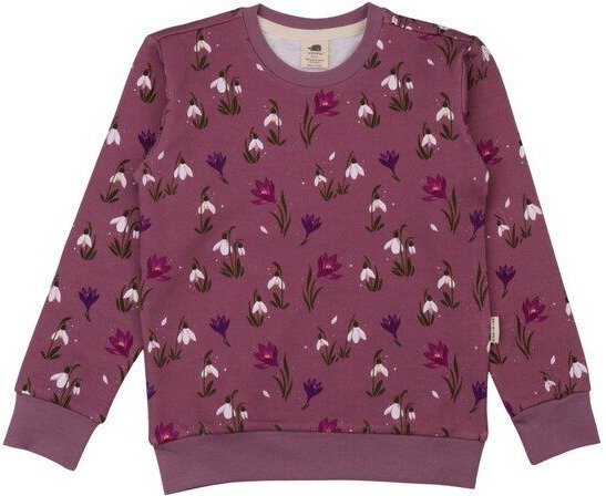 Kinder Sweatshirt GOTS zertifiziert, Bio-Baumwolle, bordeaux, „Snow Drops“, Allover-Muster, weich – Walkiddy