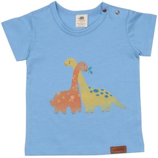 Baby T-Shirt Bio-Baumwolle Blau Dino - Walkiddy, 95% zertifiziert, Nachhaltigkeit, weich, atmungsaktiv, ethisch produzie...