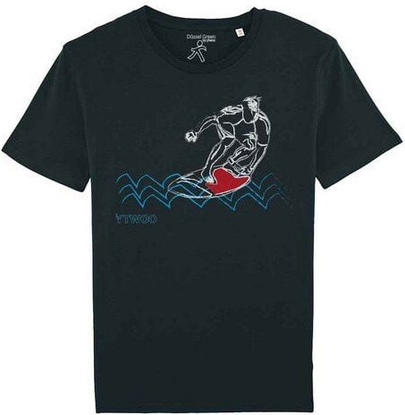 YTWOO Herren T-Shirt mit Wellenreiter, Surfer Bio Shirt