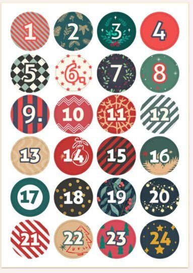Fines Papeterie Zahlen Sticker für Adventskalender mit verschiedenen Motiven