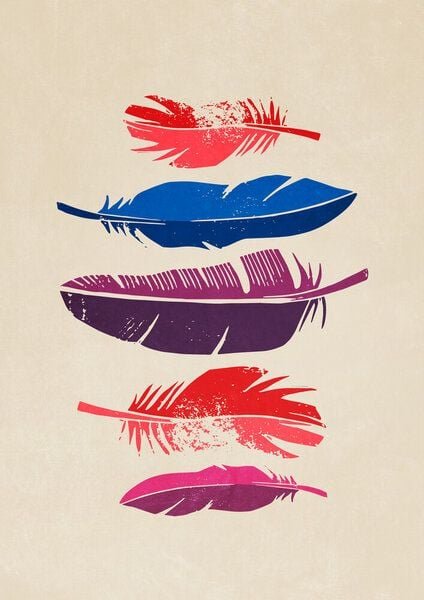 Photocircle Poster / Leinwandbild - Bunte Federn