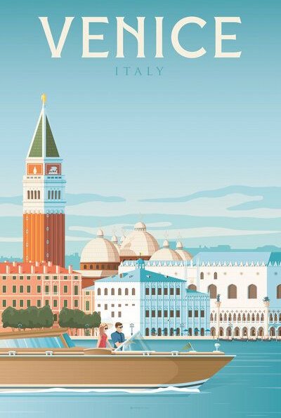 Photocircle Poster / Leinwandbild - Venice Vintage Travel Wandbild