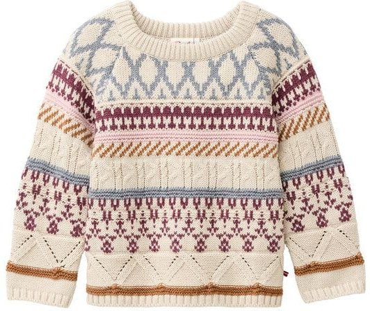 People Wear Organic Strick Pullover, beige mélange gemustert, Bio-Baumwolle