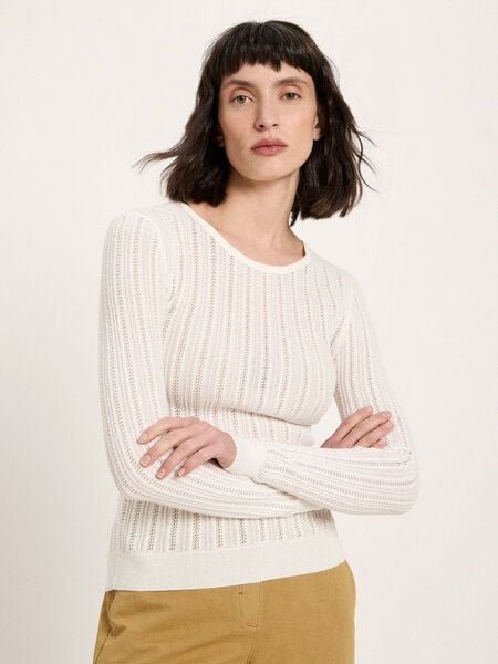 LANIUS Pointelle-Pullover aus Bio-Baumwolle