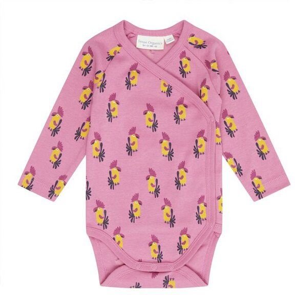sense-organics Baby Wickelbody *Kroko grün*/*Kakadu pink* Gots & Fair Trade I Sense Organics