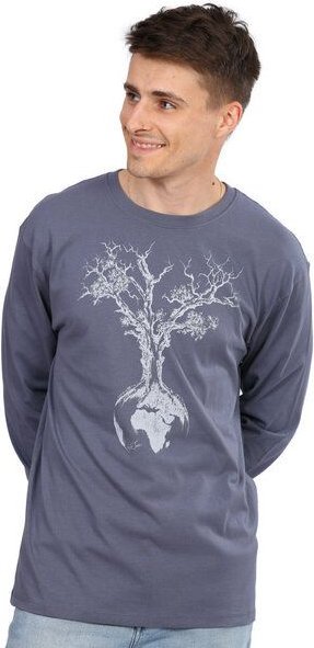 Life-Tree Longsleeve aus Biobaumwolle Fairwear für Herren "Weltenbaum" in Faded Navy Blau