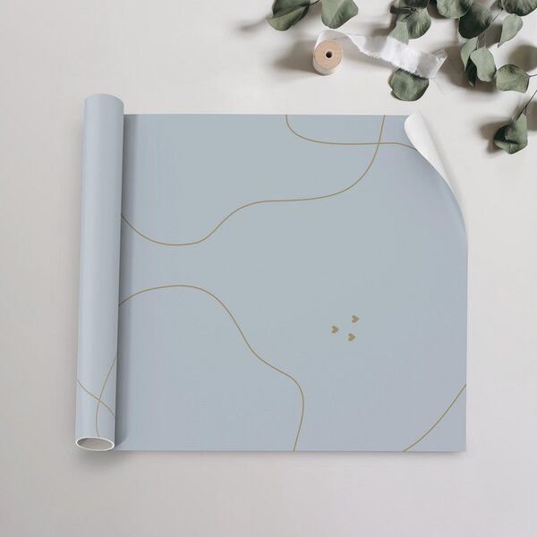 Fines Papeterie 10m Seidenpapier HELLBLAU mit goldfarbenen Linien* auf Rolle * Geschenkpapier * Packseide