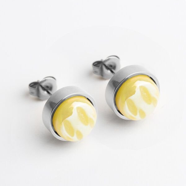 ALEXASCHA Edelstahl Ohrstecker mit Glasstein | Silber