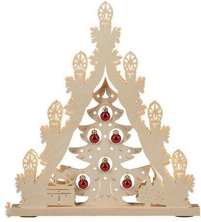 WEIGLA e.K. "Lichterspitze 7 flg. "Weihnachtsbaum mit roten oder goldenen Kugeln" LED Beleuchtung