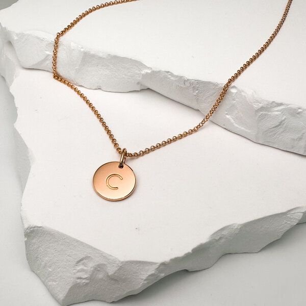 MOANINA Kette Buchstabe Initialen Roségold - 925 Silber/18k Gold Vermeil - 3 Längen