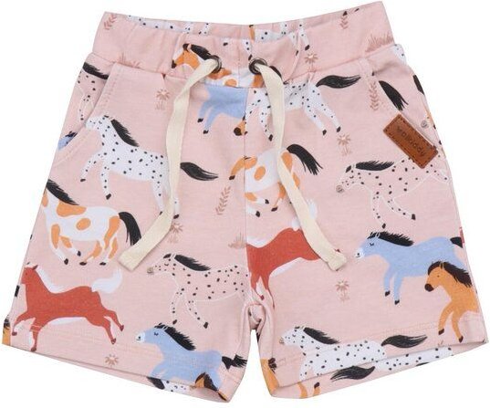 Bio-Baumwollshorts Baby Horses in Rosa - Nachhaltig & Allergikerfreundlich von Walkiddy – GOTS zertifiziert