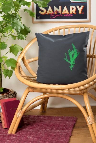 Hirschkind Bio-Kissenbezug 'Rosmarin' dunkelgrau, 40*40 cm