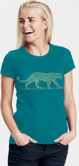 Peaces.bio - handbedruckte Biomode Bio-Damen-T-Shirt "Leopard"