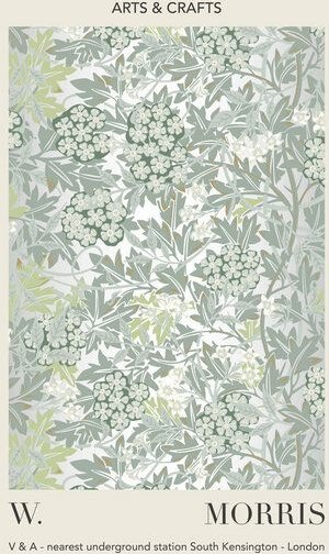 Photocircle Poster / Leinwandbild - William Morris - grau-grünes Blatt- und Blumenmuster