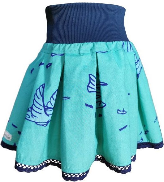 Thumbnail - liebewicht Faltenrock Rock'On gemustert Fliegende Fische türkis Gr. 80-164