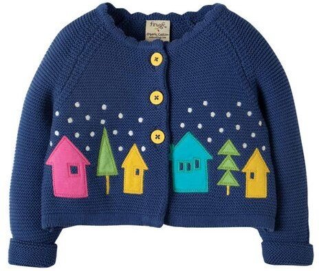 Frugi Strickjacke Häuser in blau-bunt