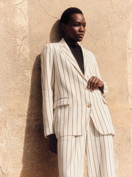 LANIUS Streifenblazer (OCS) aus Leinen und Bio-Baumwolle