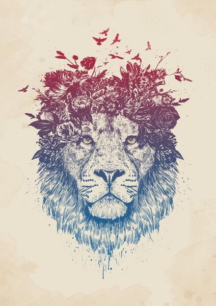 Photocircle Poster / Leinwandbild - Floral lion