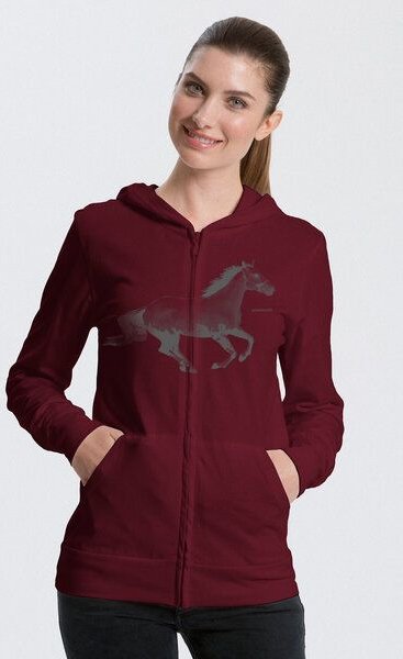 Peaces.bio - handbedruckte Biomode Bio-Jersey-Zip-Hoodie Horsepower