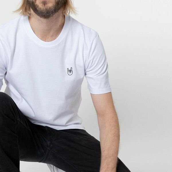 Fyngers Unisex T-Shirt aus Biobaumwolle - Modell ROCK´n´ROLL mit gestickter Veredelung