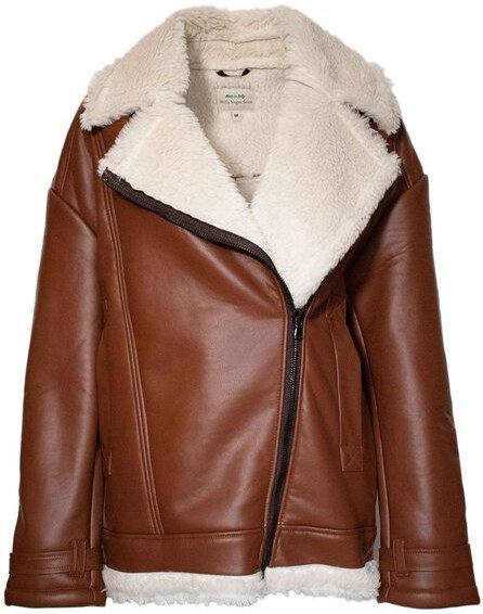 Will's Vegan Shop Übergroße Aviator-Jacke aus recyceltem veganem Shearling Herren