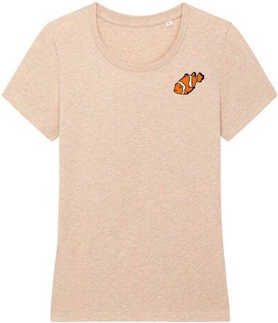 Spangeltangel T-Shirt bedruckt, "Clownfisch", nachhaltig, Biobaumwolle, Brustprint, Damen, Kurzarmshirt, Damenshirt, Fra...