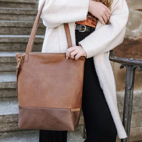 BOWLEANIES TASCHEN Shopper & Umhängetasche aus Lederfaserstoff mit Reißverschluss