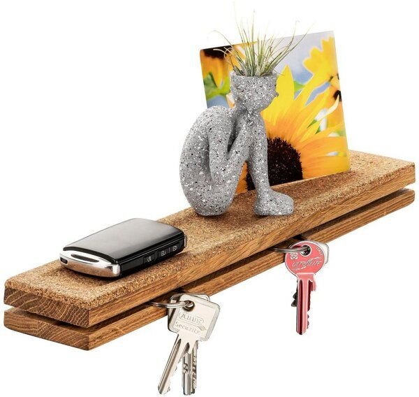 Kork-Deko Schlüsselbrett Holz & Kork mit Ablage – modern, nachhaltig & handgefertigt