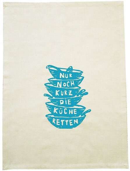 Cherry Bomb Bio Geschirrtuch, nur noch kurz die Küche retten. Handsiebdruck