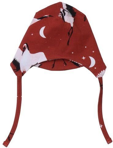 Babymütze Bio-Baumwolle Rot - Walkiddy Dancing Cranes, nachhaltig, GOTS-zertifiziert, umweltfreundlich, weich, elastisch...