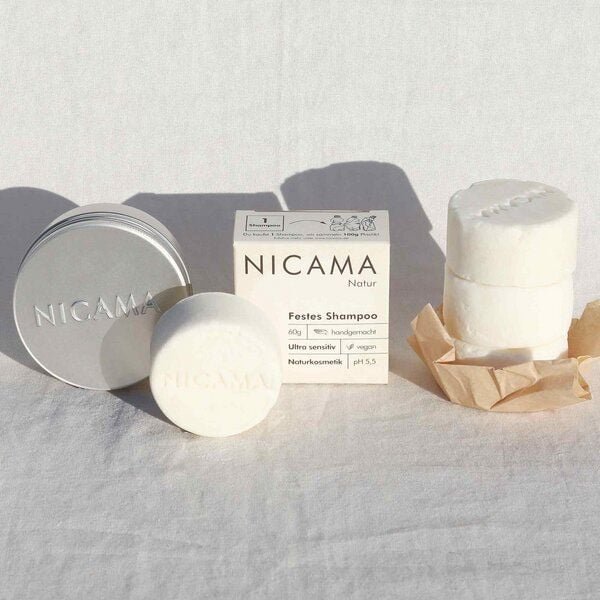 Festes Shampoo 4er Set mit Aufbewahrungsdose - NICAMA