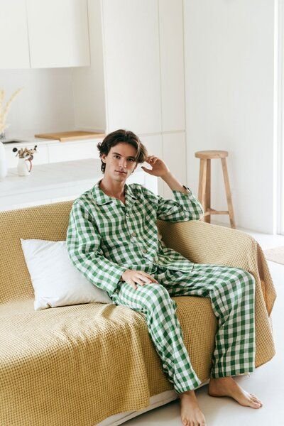 AmourLinen Klassisches leinen pyjama set HARRY