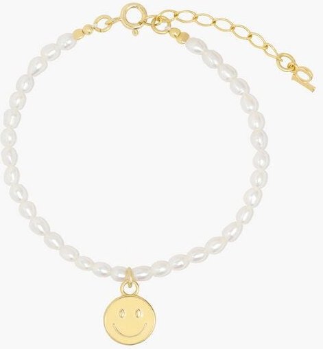 Paeoni Colors Smiley-Perlenarmband aus Süßwasserperlen und 18k Gold Vermeil, 925 Sterling Silber