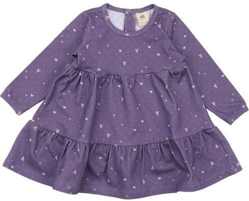 Thumbnail - Walkiddy Bio-Baumwolle Kinderkleid Hearts Frill Dress Lila - GOTS-zertifiziert, Herz-Design, Nachhaltig & Fair produzier...
