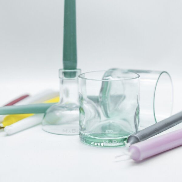 MaBe SET: 2 Gläser und ein Kerzenständer mit einer SpitzKerze