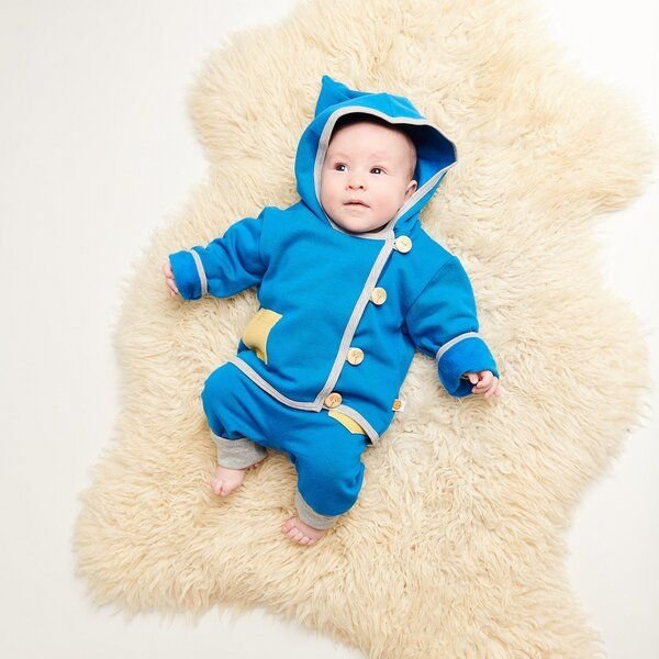 Cheeky Apple Baby-Sweat-Jäckchen mit Tasche "Sweat Blau" aus Bio-Baumwolle