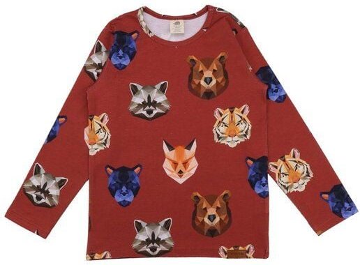 Baby Langarmshirt GOTS zertifiziert – Bio-Baumwolle, Rot mit Tiermotiven, weich & bequem | Walkiddy