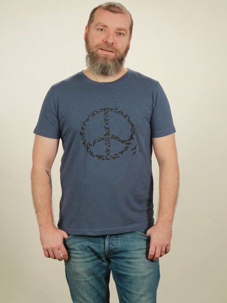 NATIVE SOULS Slub T-Shirt Herren - Peace - dark blue