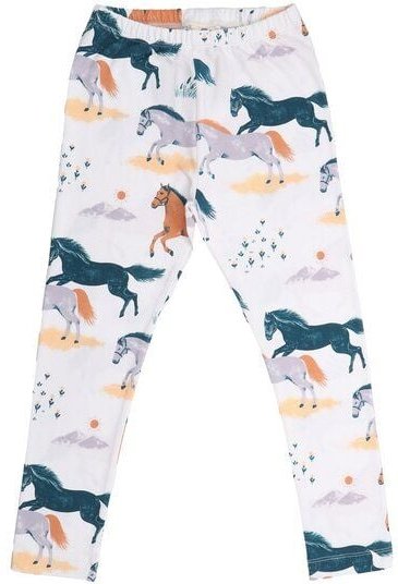 Kinder Leggings GOTS-zertifiziert aus Bio-Baumwolle mit Pferde-Motiv „Happy Horses“ – Walkiddy
