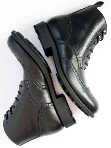 Will's Vegan Shop Goodyear Welt Brogue-Boots Schwarz Herren