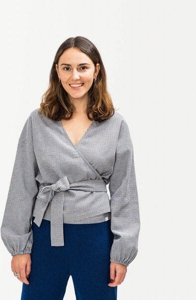 Matona Wickelbluse für Frauen aus weichem Flannel und in trendigem Karomuster / Flannel Wrap Blouse