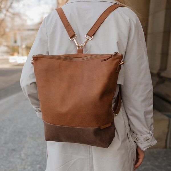 BOWLEANIES TASCHEN 2-in-1 Rucksacktasche aus Lederfaserstoff