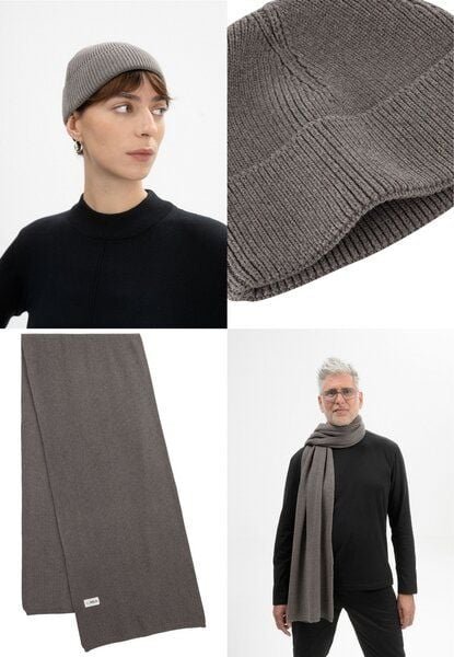 Thumbnail - MELA Bundle Kurze Rippstrick Mütze RAFI + Rippstrick Schal NAGNA