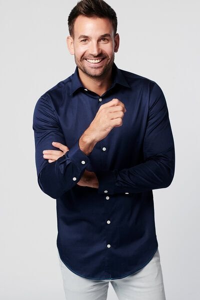 SKOT Fashion Nachhaltige Langarm Herren Hemd Navy Satin 100% Bio