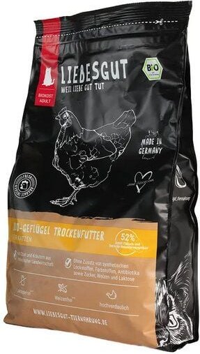 Liebesgut Tiernahrung Bio-Geflügel Katzentrockenfutter 900 g