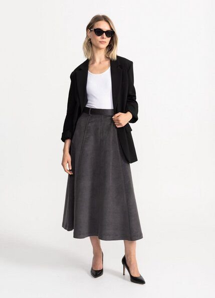 De IONESCU Dorna Midi-Cordrock mit Kontrastnähten – Handgefertigt in Siebenbürgen