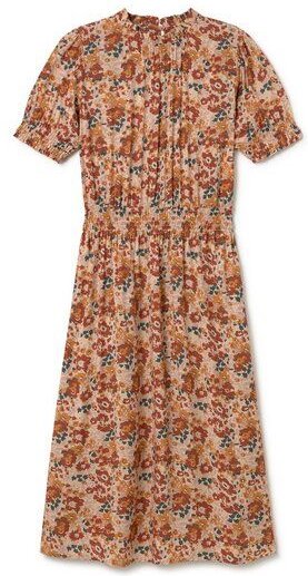 TWOTHIRDS Grassholm nachhaltiges Kleid für Frauen in Small Green Flowers, Rose Flowers und Wild Forest